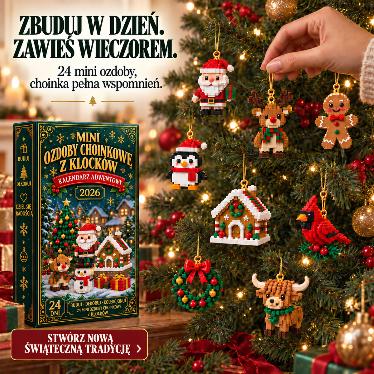 Kalendarz adwentowy z mini ozdobami choinkowymi – 32. zdjęcie